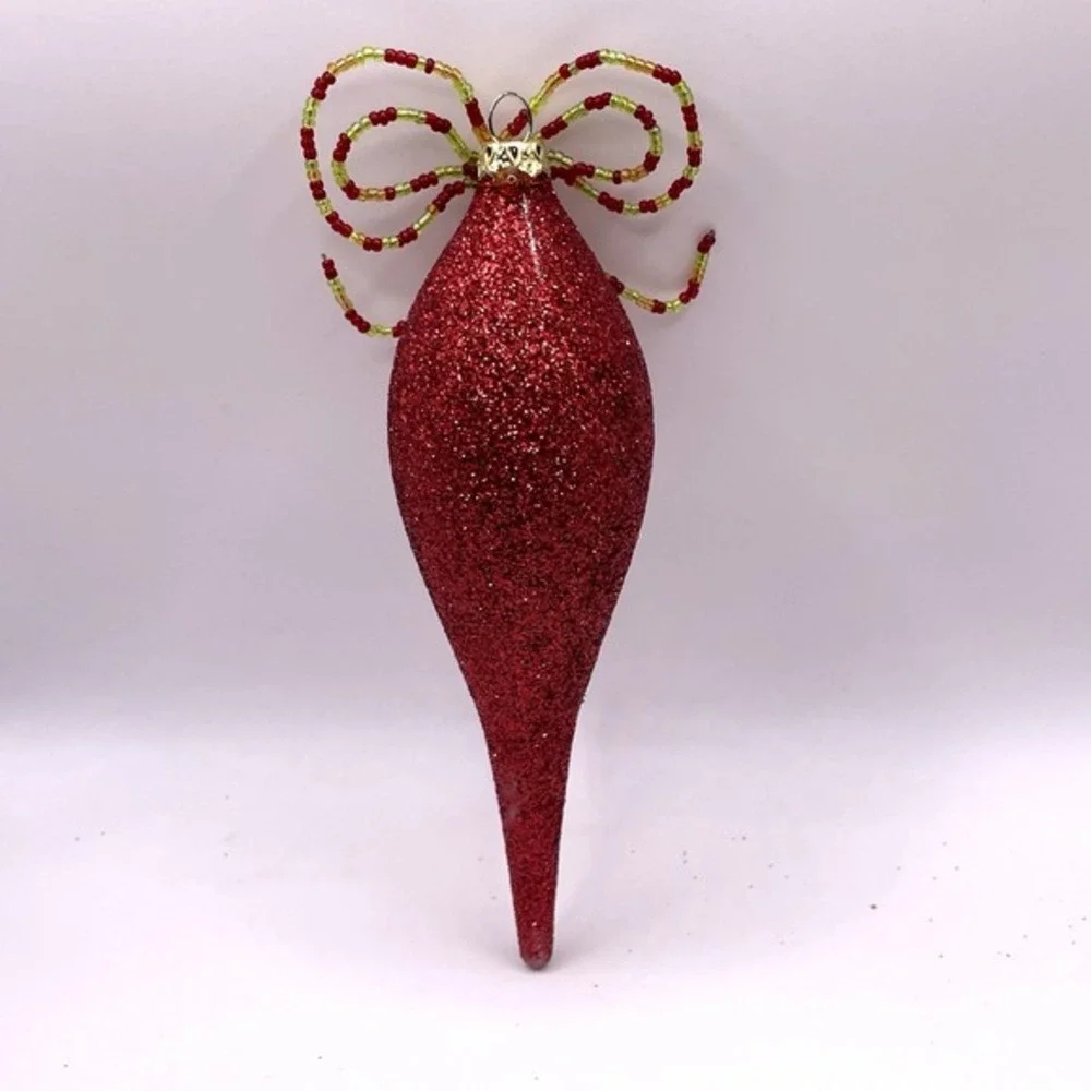 Red Glitter Teardrop Icicle‎ 6.5